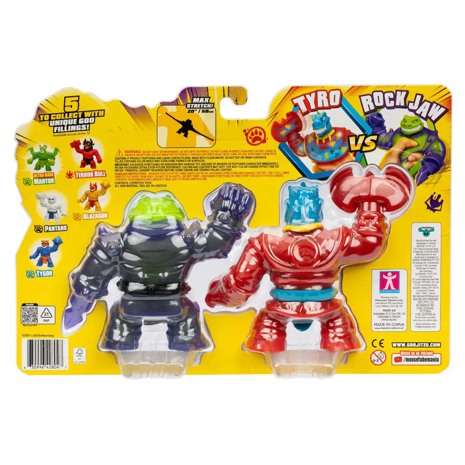 Heroes of Goo Jit Zu Smash Strikers Squishy Tyro vs Stretchy Rock Jaw Figures Set (Pack of 2)