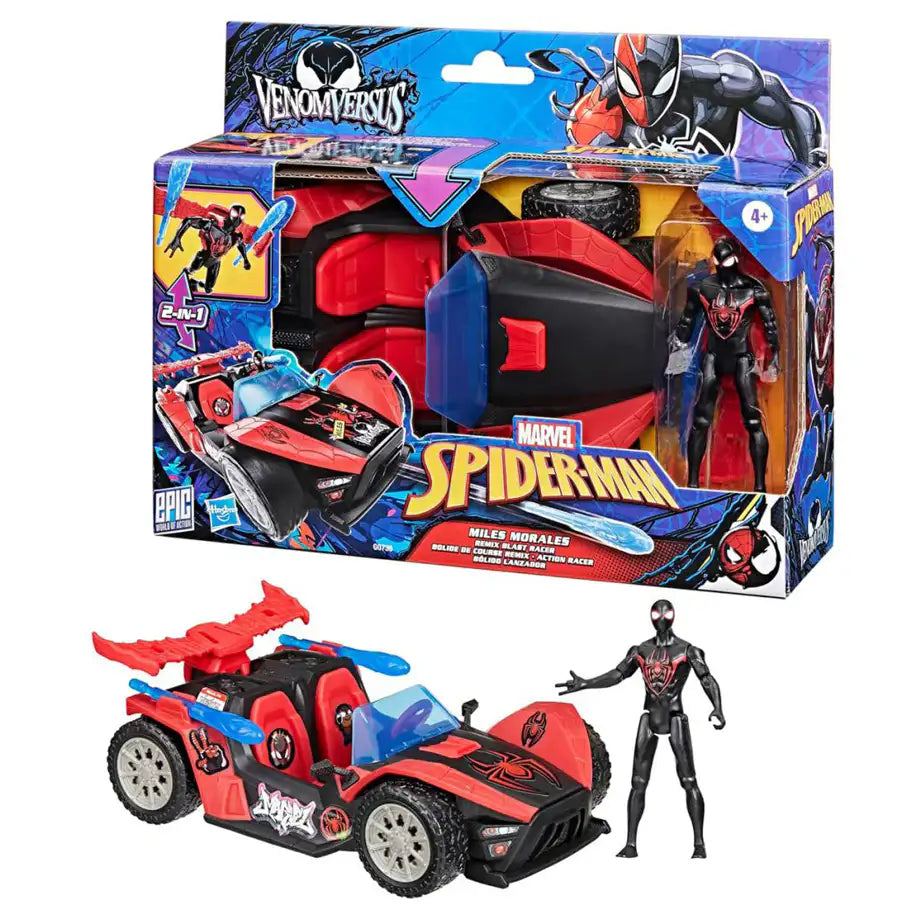 Hasbro Marvel Spider-Man Venom Versus Miles Morales Web Blaster & Racer 2-in-1 Vehicle Playset