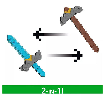 Minecraft Movie Click And Switch Sword And Pickaxe Roleplay 2-In-1 Toy