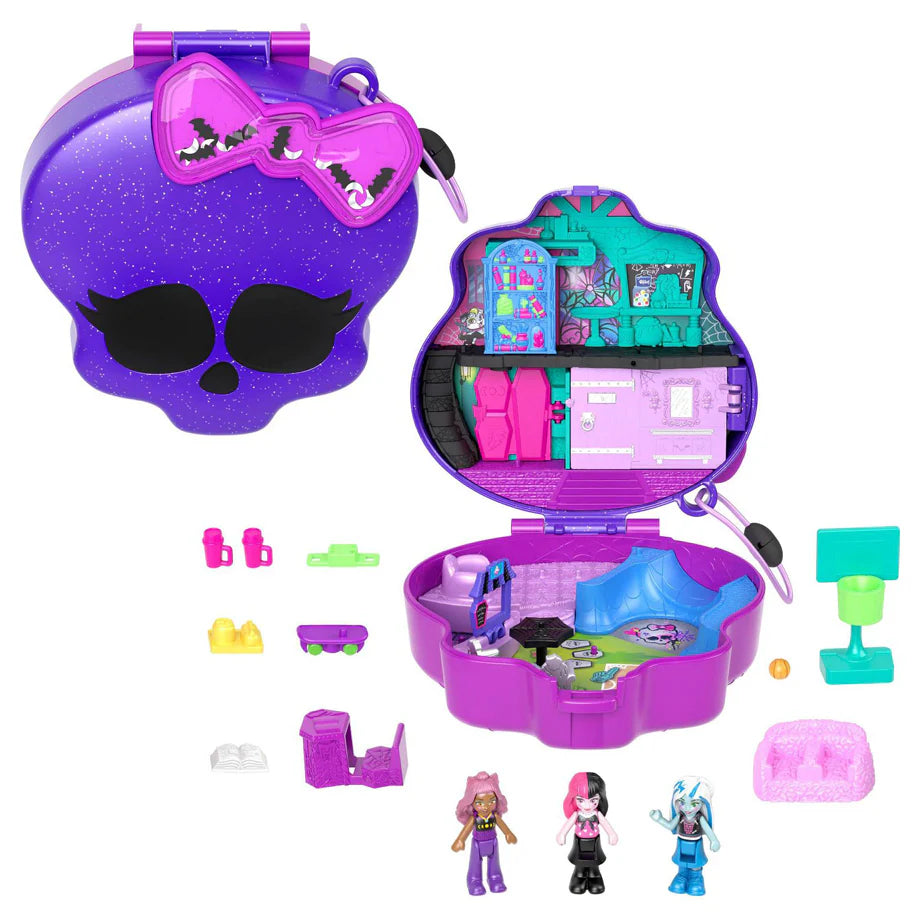 Polly Pocket Monster High Compact with 3 Micro Dolls & Accessories