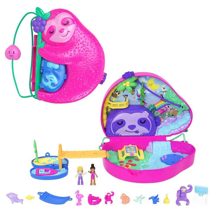 Polly Pocket Sloth Family 2-in-1 Compact Playset with Micro Dolls