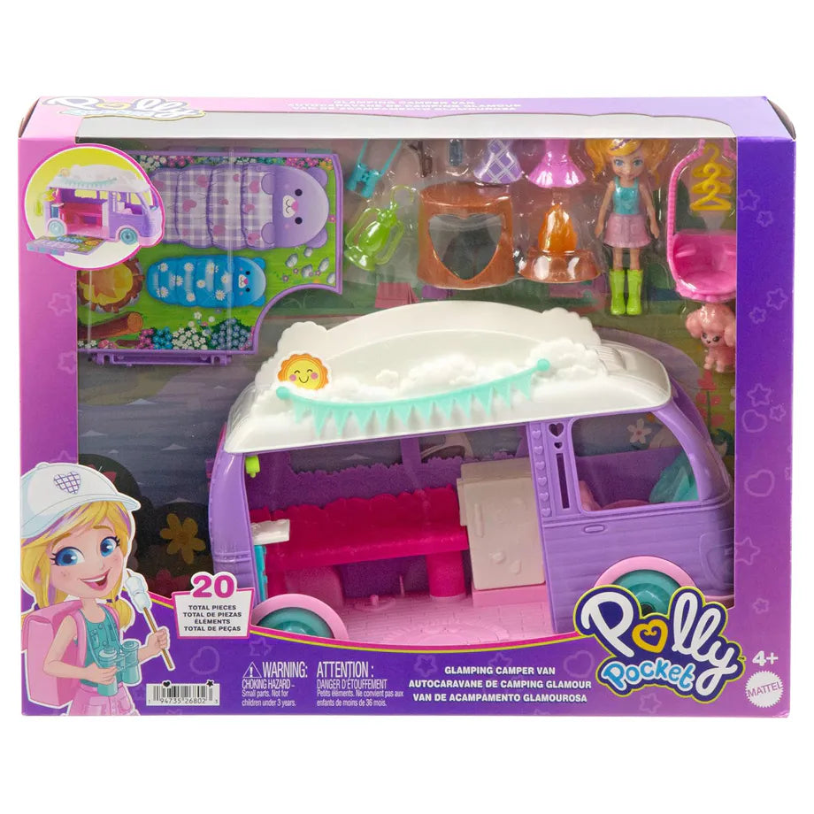 Polly Pocket Glamping Camper Van Playset (17 Pieces)