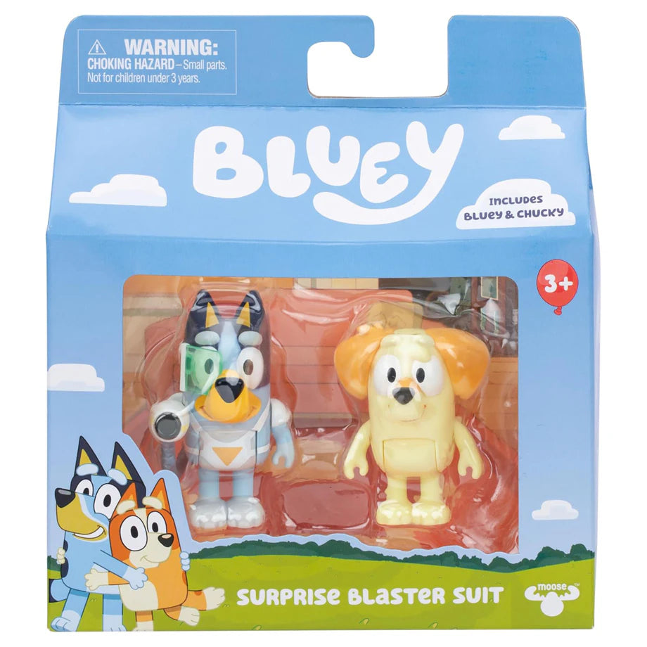 Bluey and Neighbor Chucky Surprise Blaster Suit Pack Figures