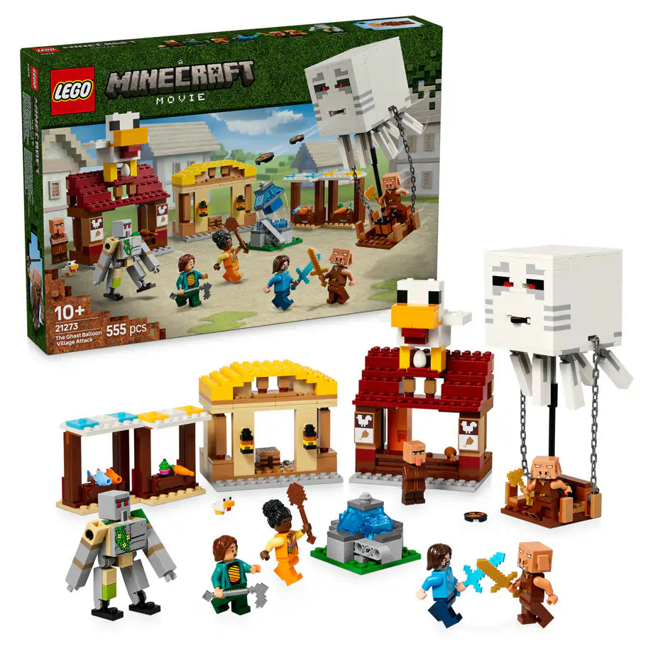 LEGO Minecraft The Ghast Balloon Village Attack 21273 Building Set (555 Pieces)