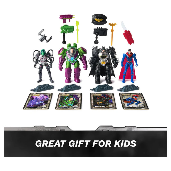 DC Metal Force Team Up Brainiac and Lex Luthor vs Batman and Superman Action Figures Set (10.16 cm)