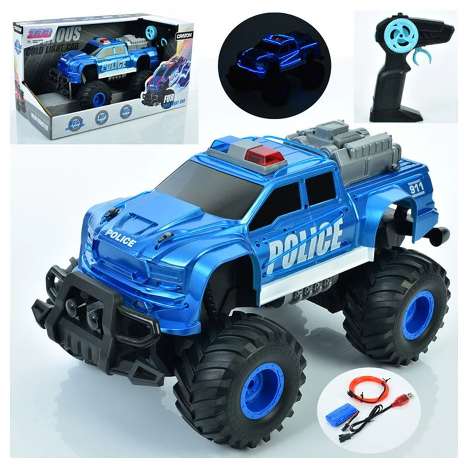 Crazon 333 Neon Monster Furious Cold Light Police RC Car 1:16 (Blue)