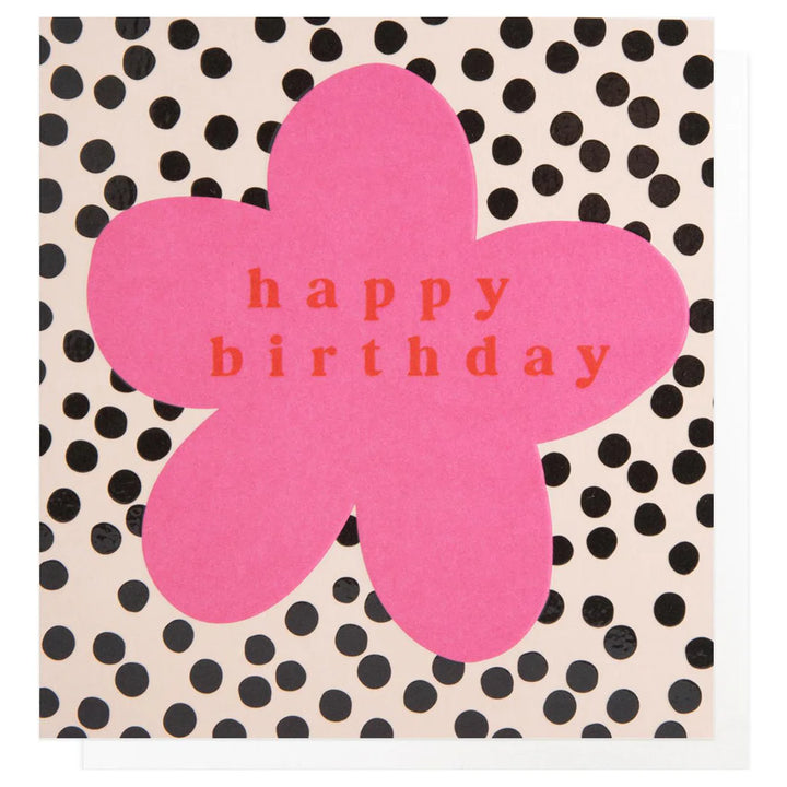 Caroline Gardner Lots of Love Pink Flower On Dots Happy Birthday Greeting Card