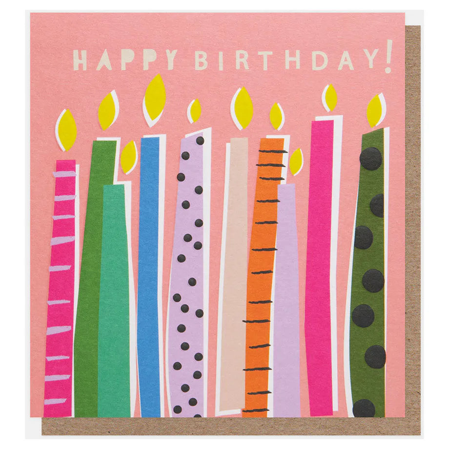 Caroline Gardner Offset Colourful Candles Happy Birthday Greeting Card