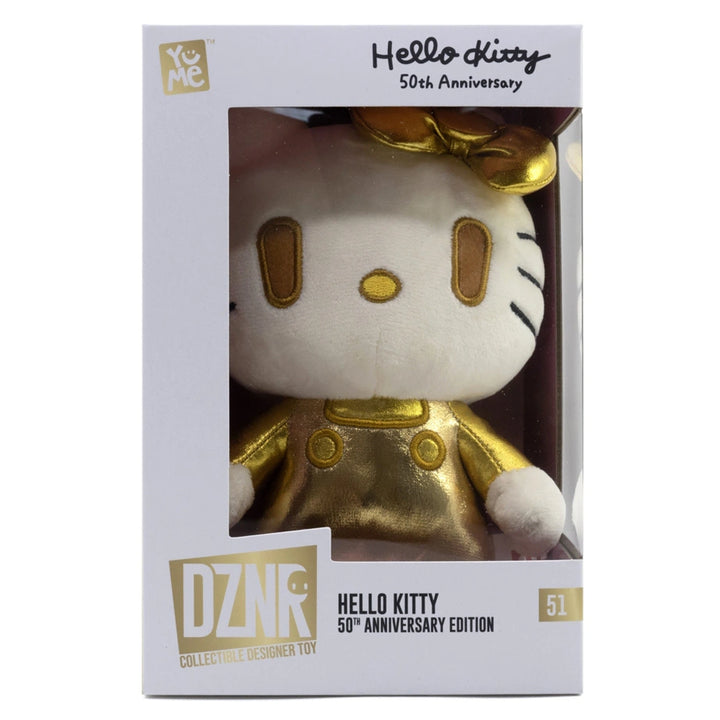 Yume DZNR Sanrio Hello Kitty 50th Anniversary Hello Kitty Golden Edition Plush Toy (18 cm)