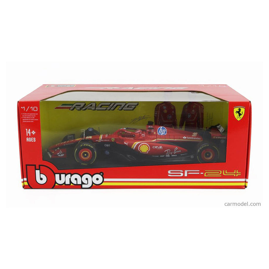 Bburago F1 Racing Ferrari Sf24 Charles Leclerc Die-Cast Car (Red)