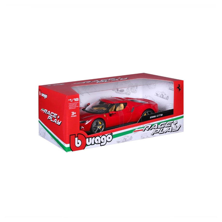 Bburago Ferrari Race & Play Ferrari 296 GTB Die-cast Car (1:18, Red)