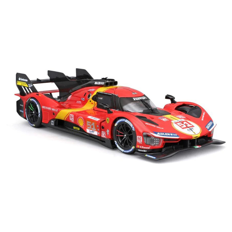Bburago 24H Lemans 2023 Ferrari Racing Die-Cast Metal Car Kit 34-Pieces (Red)