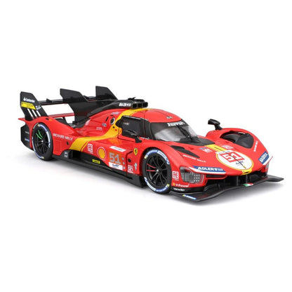 Bburago 24H Lemans 2023 Ferrari Racing Die-Cast Metal Car Kit 34-Pieces (Red)