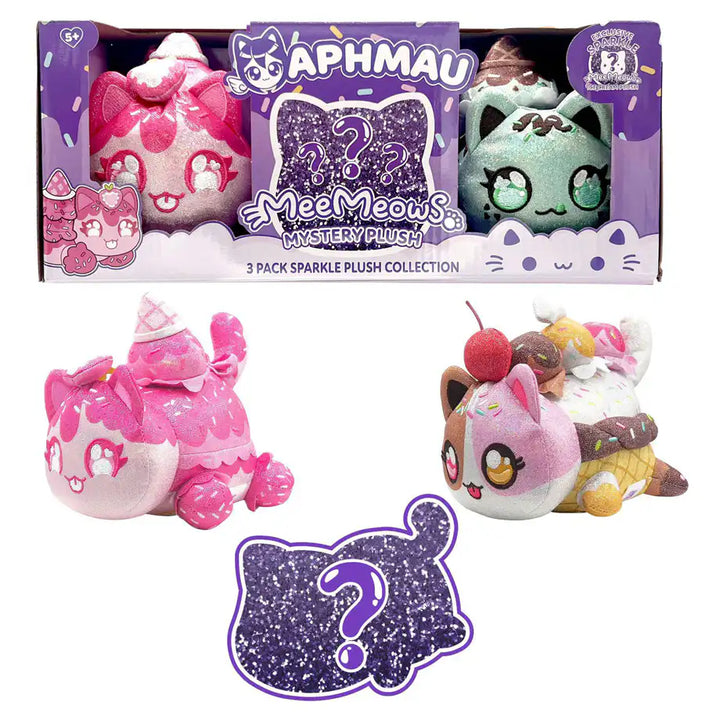 Aphmau MeeMeowS Sparkle Ice Cream Mystery Plush Toy (Pack of 3, Assorted, 15.24 cm)