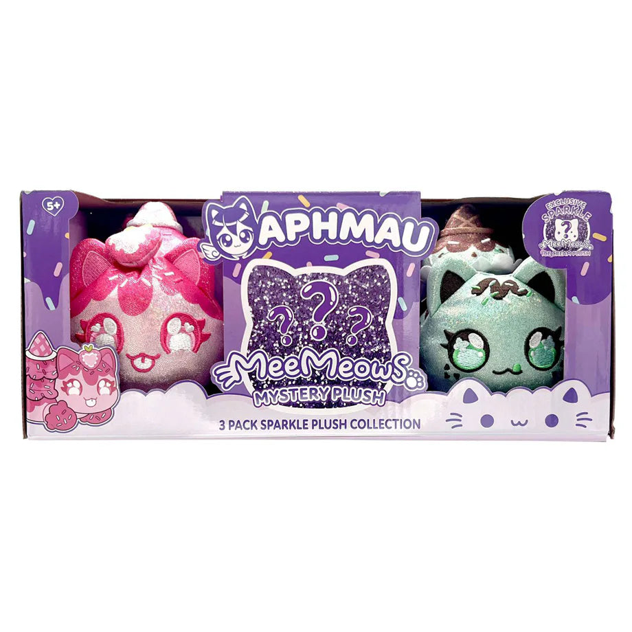 Aphmau MeeMeowS Sparkle Ice Cream Mystery Plush Toy (Pack of 3, Assorted, 15.24 cm)