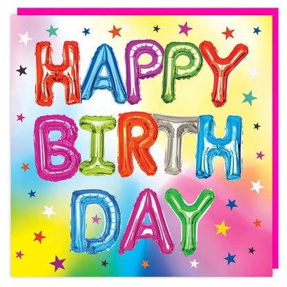 Cardland 3D Lenticular Happy Birthday Balloons Neon Greeting Card