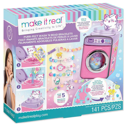 Make It Real Purr-Fect Wash 'N Bead Bracelets DIY Kit (141 Pieces)