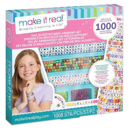 Make It Real Say Yes! Alphabet Bead Bracelet Making DIY Kit (1008 Pieces)