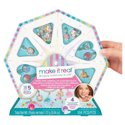 Make It Real Sweet Spin Carnival Lip Gloss Bracelets DIY Kit (104 Pieces)