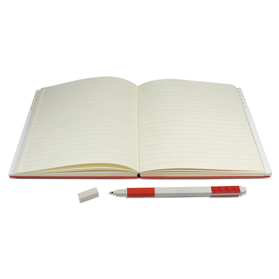 LEGO Locking Notebook With Gel Pen 192 Pages, Hardcover (Red)