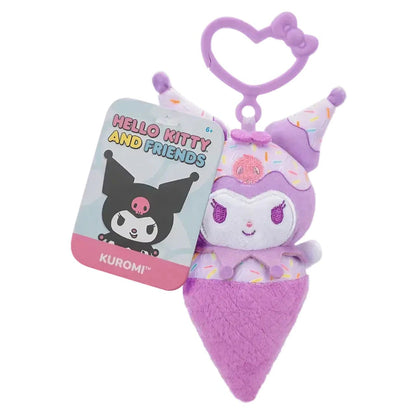 Sanrio Hello Kitty and Friends Kuromi Ice Cream Cone Clip-On Plush Toy (10 cm)