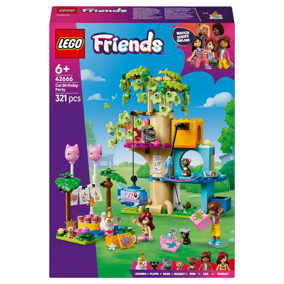 LEGO Friends Cat Birthday Party & Tree House Building Set (321 Pieces)