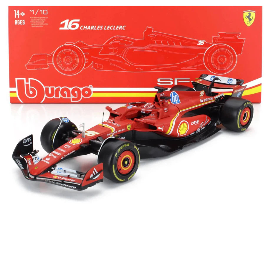 Bburago F1 Grand Prix 2024 Ferrari Charles Leclerc Die-Cast Car (Red/Black)