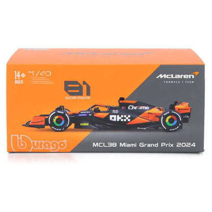 Bburago F1 Miami Grand Prix Mclaren Mcl Piastri Die-Cast Car (Orange/Black)
