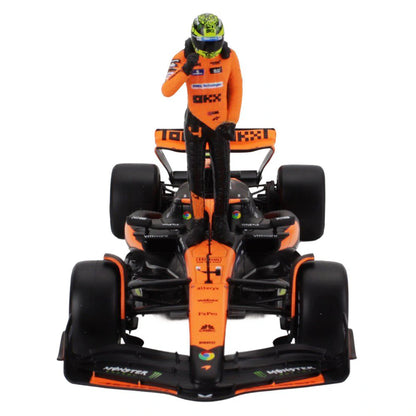 Bburago F1 Miami Grand Prix Mclaren  Lando Norris Die-Cast Car With Figure (Orange/Black)