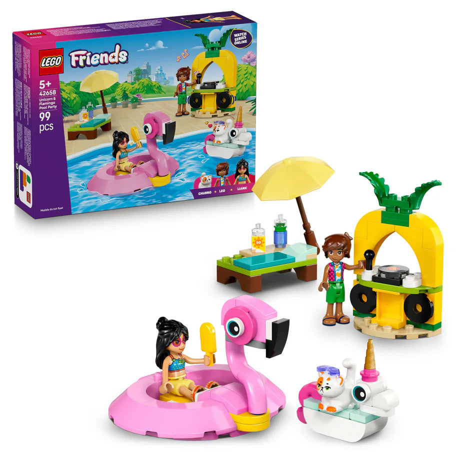 LEGO Friends Unicorn & Flamingo Pool Party Building Set (99 Pieces)