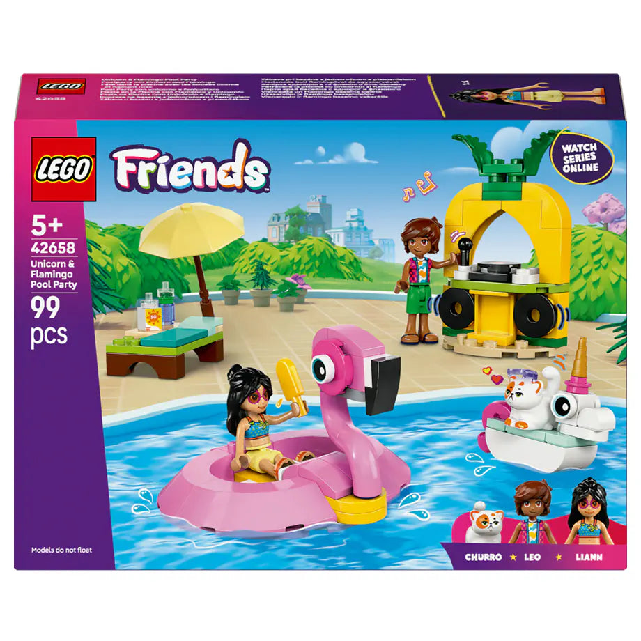 LEGO Friends Unicorn & Flamingo Pool Party Building Set (99 Pieces)