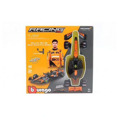 Bburago F1 Miami Grand Prix Mclaren  Lando Norris Die-Cast Metal Kit (Orange/Black)