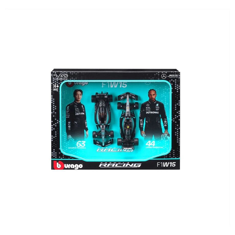 Bburago F1 Mercedes Amg W15 Lewis Hamilton And George Russel Die-Cast Cars 2-Pack