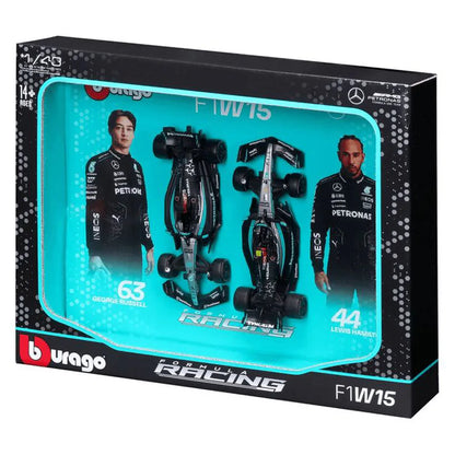 Bburago F1 Mercedes Amg W15 Lewis Hamilton And George Russel Die-Cast Cars 2-Pack