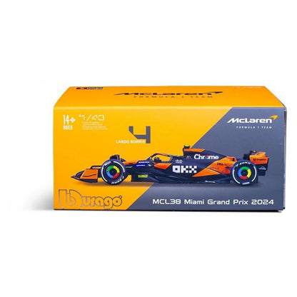 Bburago F1 Miami Grand Prix Mclaren  Lando Norris Die-Cast Car (Orange/Black)