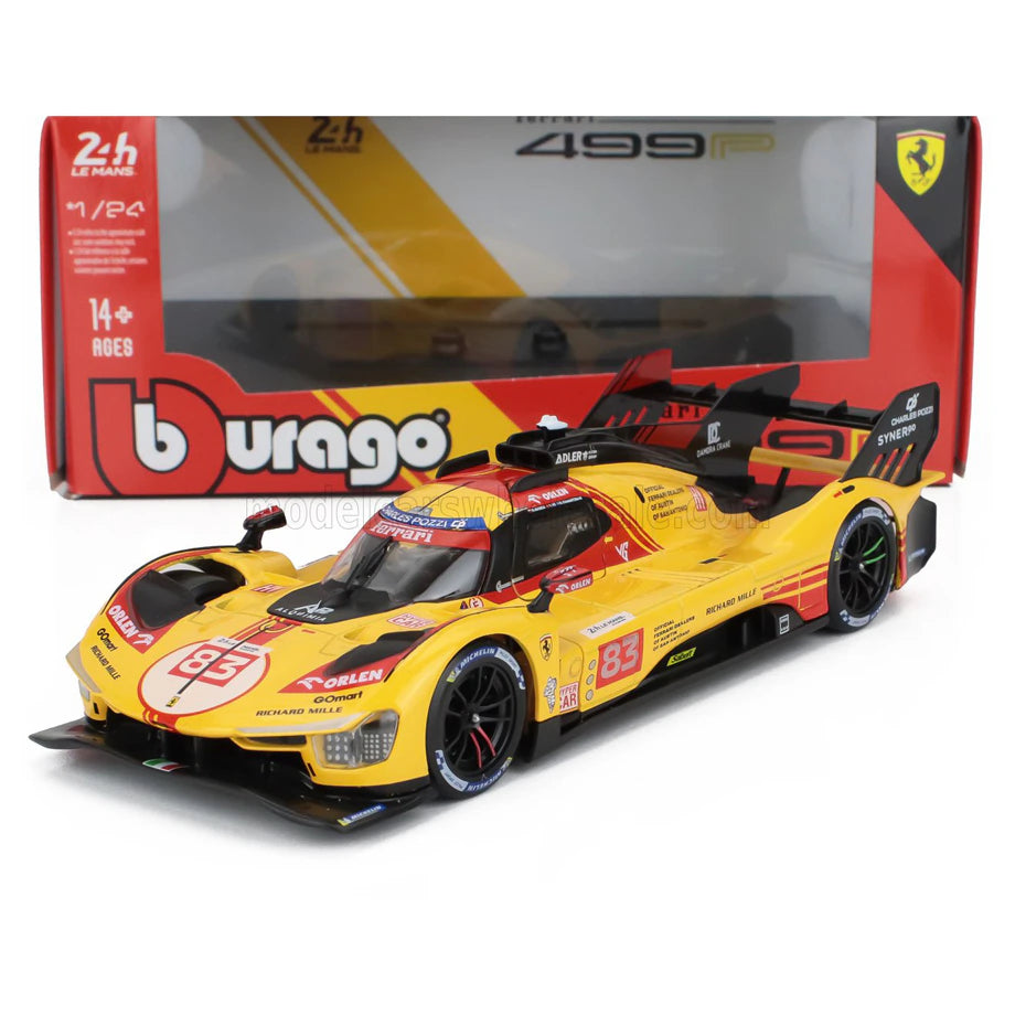 Bburago Hypercar 2024 Ferrari Robert Kubica Die-Cast Car (Yellow/Red)
