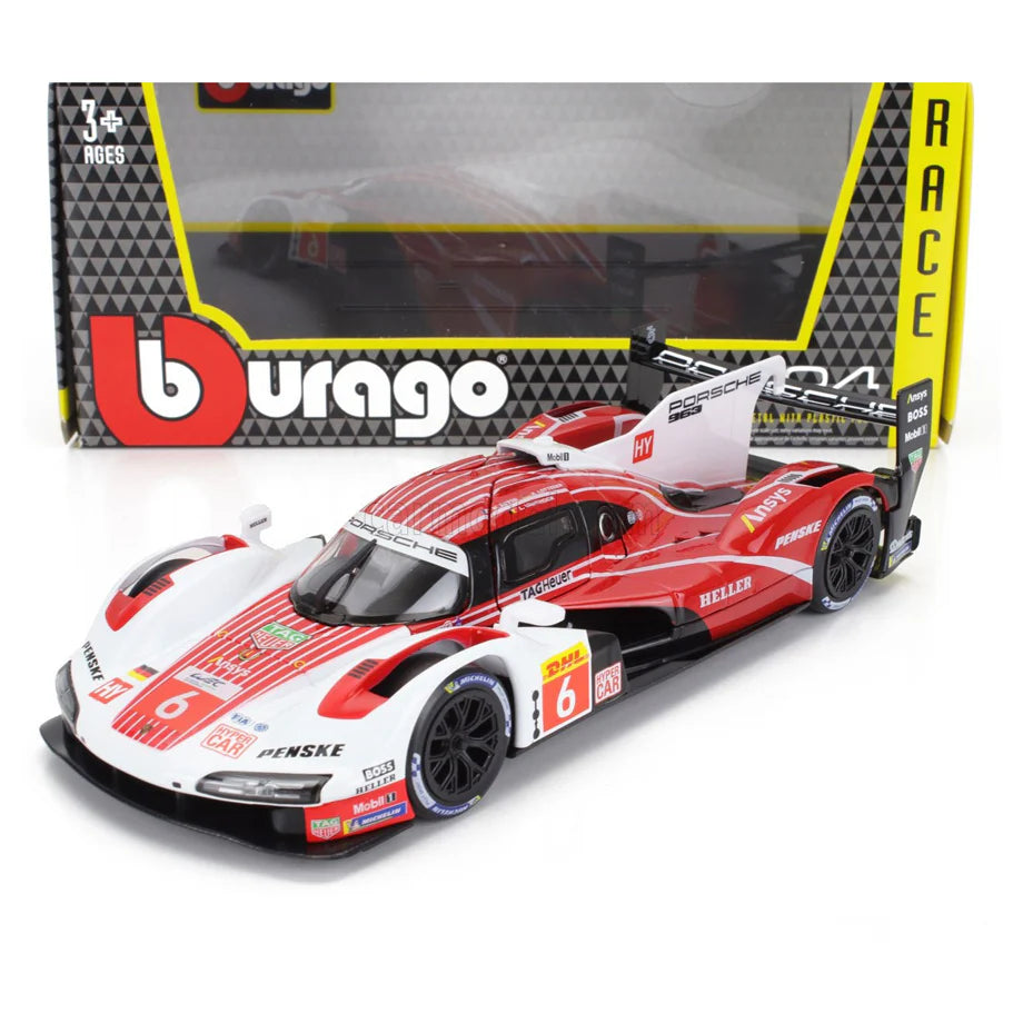 Bburago Porsche 963 Die-Cast Car (Red/White)