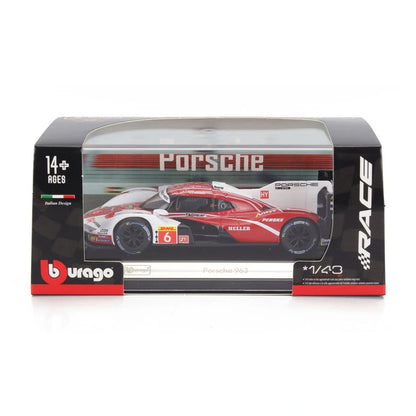 Bburago Race Porsche 963 Die-Cast Car (Red/White)