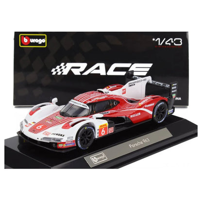 Bburago Race Porsche 963 Die-Cast Car (Red/White)