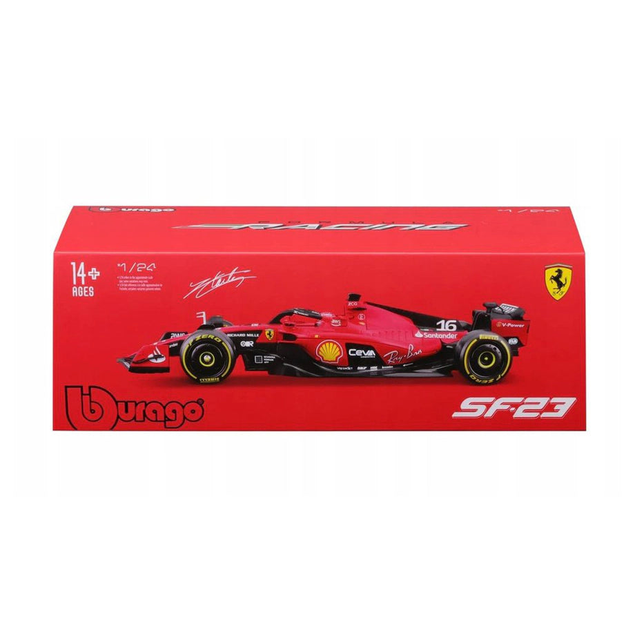 Bburago F1 2023 Ferrari Charles Leclerc Die-Cast Car With Driver Helmet (Red)