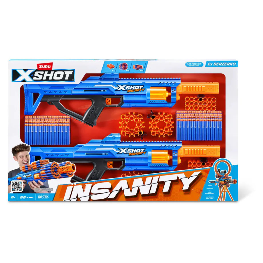 X-Shot Insanity Berzerko Blaster 2-Pack (8-Shot, 96 Darts)