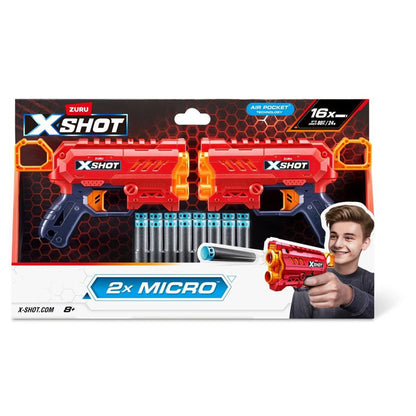 X-Shot Excel Micro 2.0 Twin Pack Blasters with 16 Darts