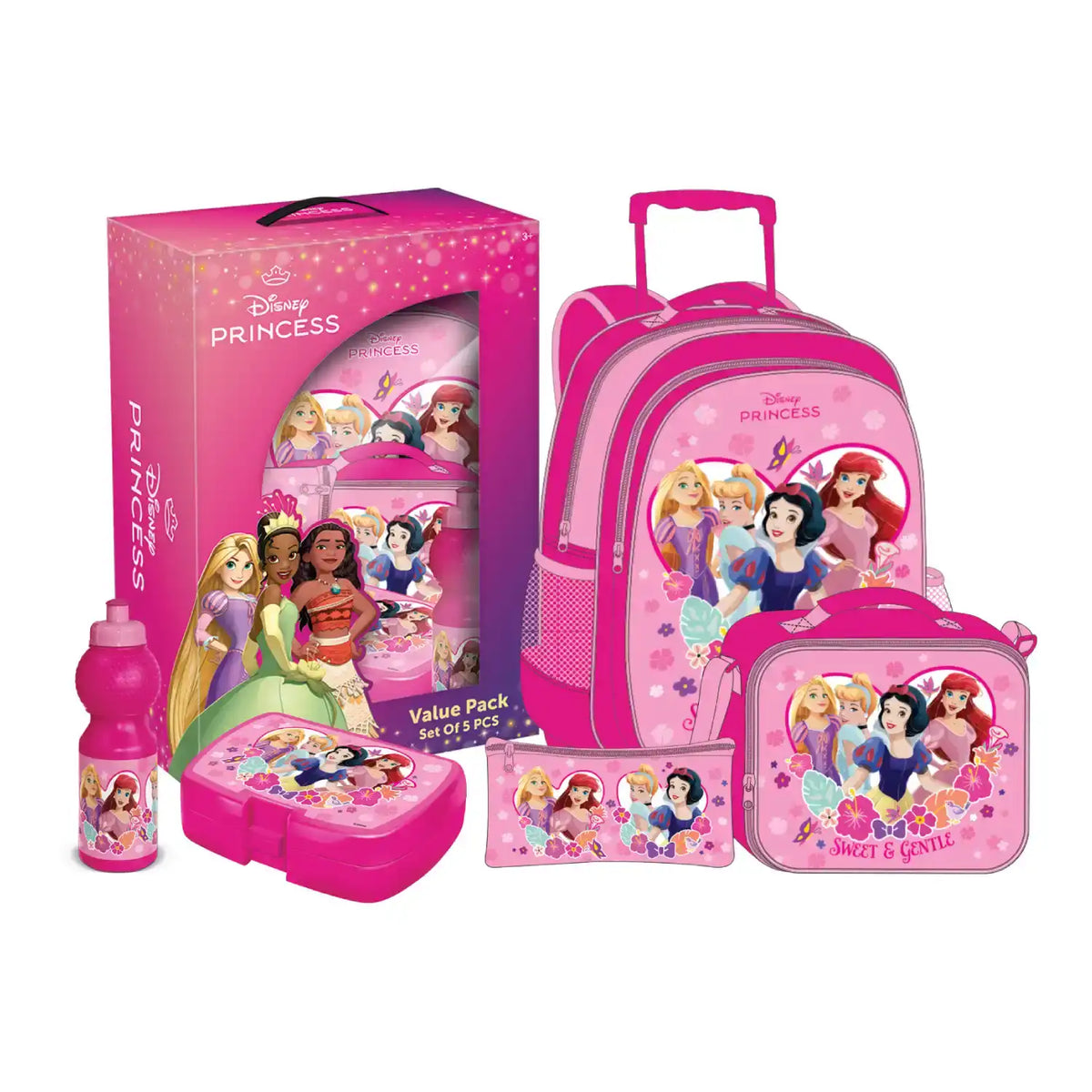 Disney Princess Sweet & Gentle 5-in-1 School Value Pack with Trolley Backpack