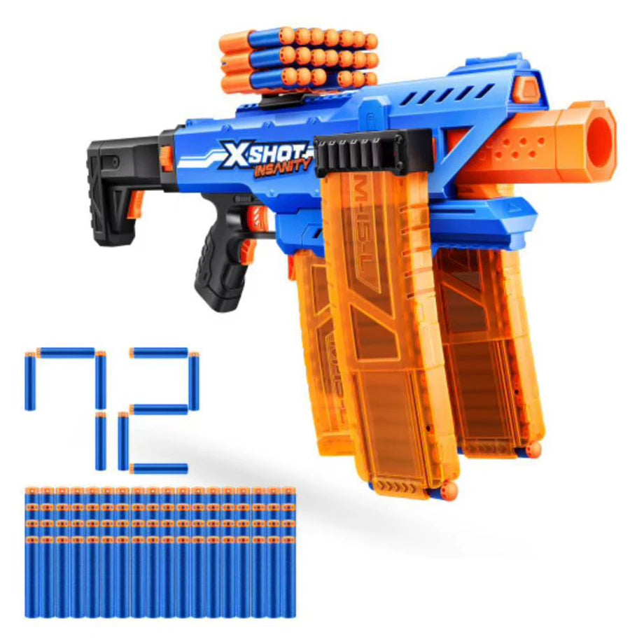 X-Shot Insanity Motorised Clip Blaster with 72 Darts