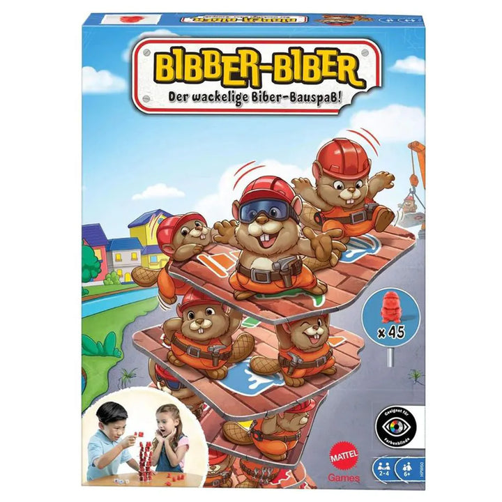 Mattel Game Beaver Building Fun Wobbly Beaver Tower Game (45 pieces)