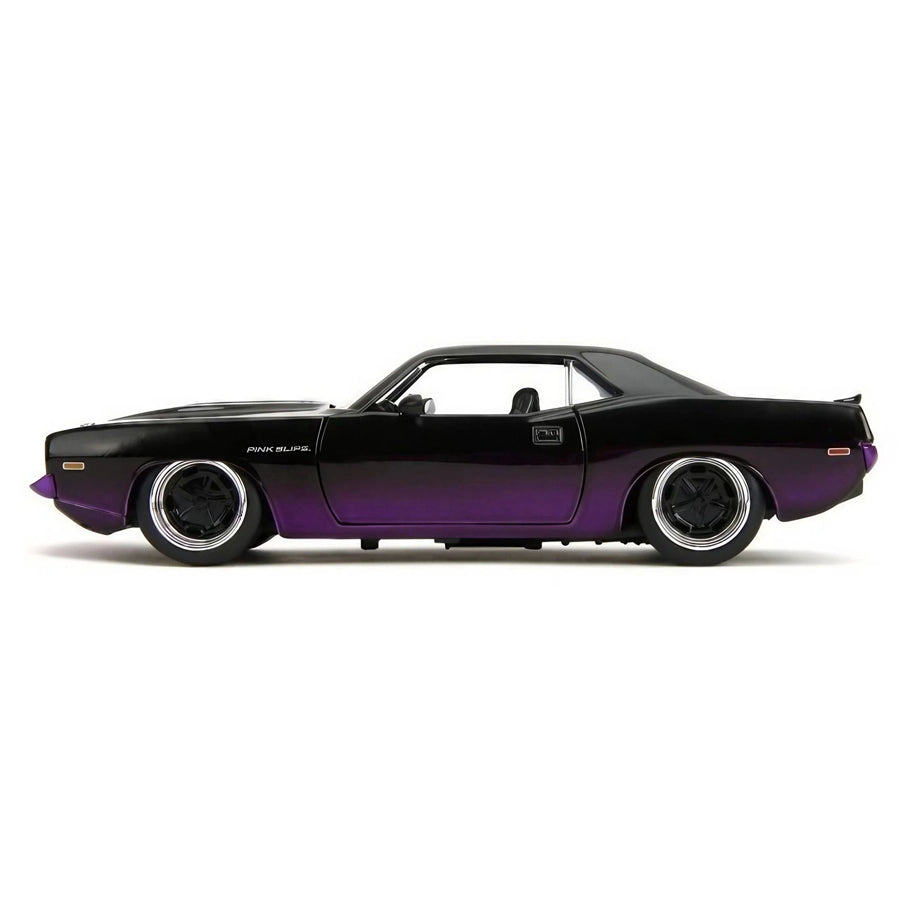 Jada Pink Slips Night Run 1973 Plymouth Barracuda Die-cast Car (Black/Purple)
