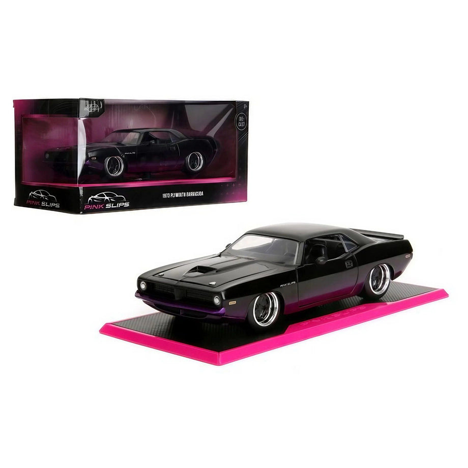 Jada Pink Slips Night Run 1973 Plymouth Barracuda Die-cast Car (Black/Purple)
