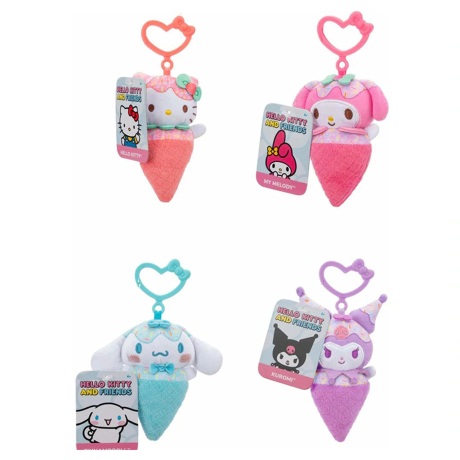 Sanrio Hello Kitty & Friends Core Clip-On Plush Toy 10.16 cm,(Assorted)