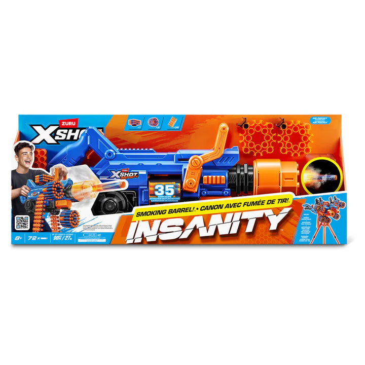 X-Shot Insanity Smoking Barrel Blaster with 72 Darts