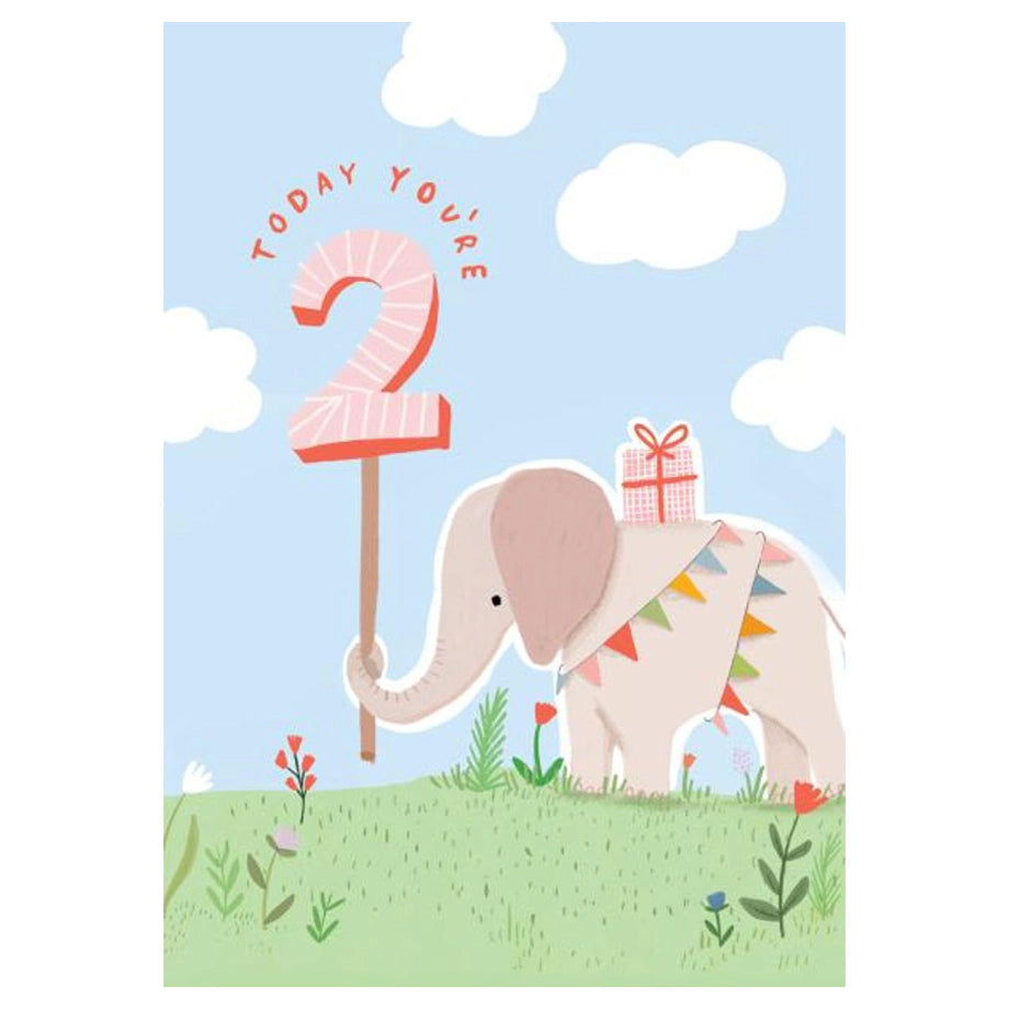 Pigment Today You're 2 Elephant Birthday Greeting Card